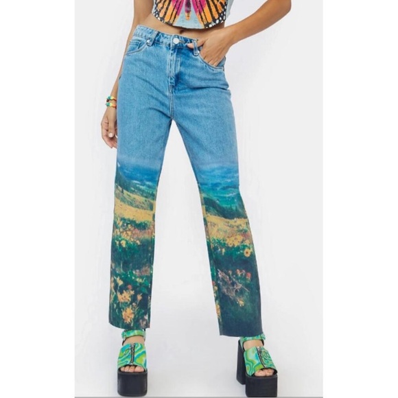 Field print denim jeans - Picture 7 of 8